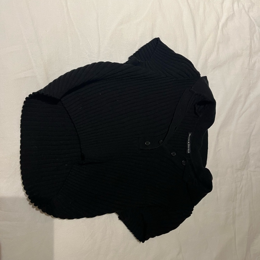 Brandy Melville black collared ribbed shirt, one size fits all